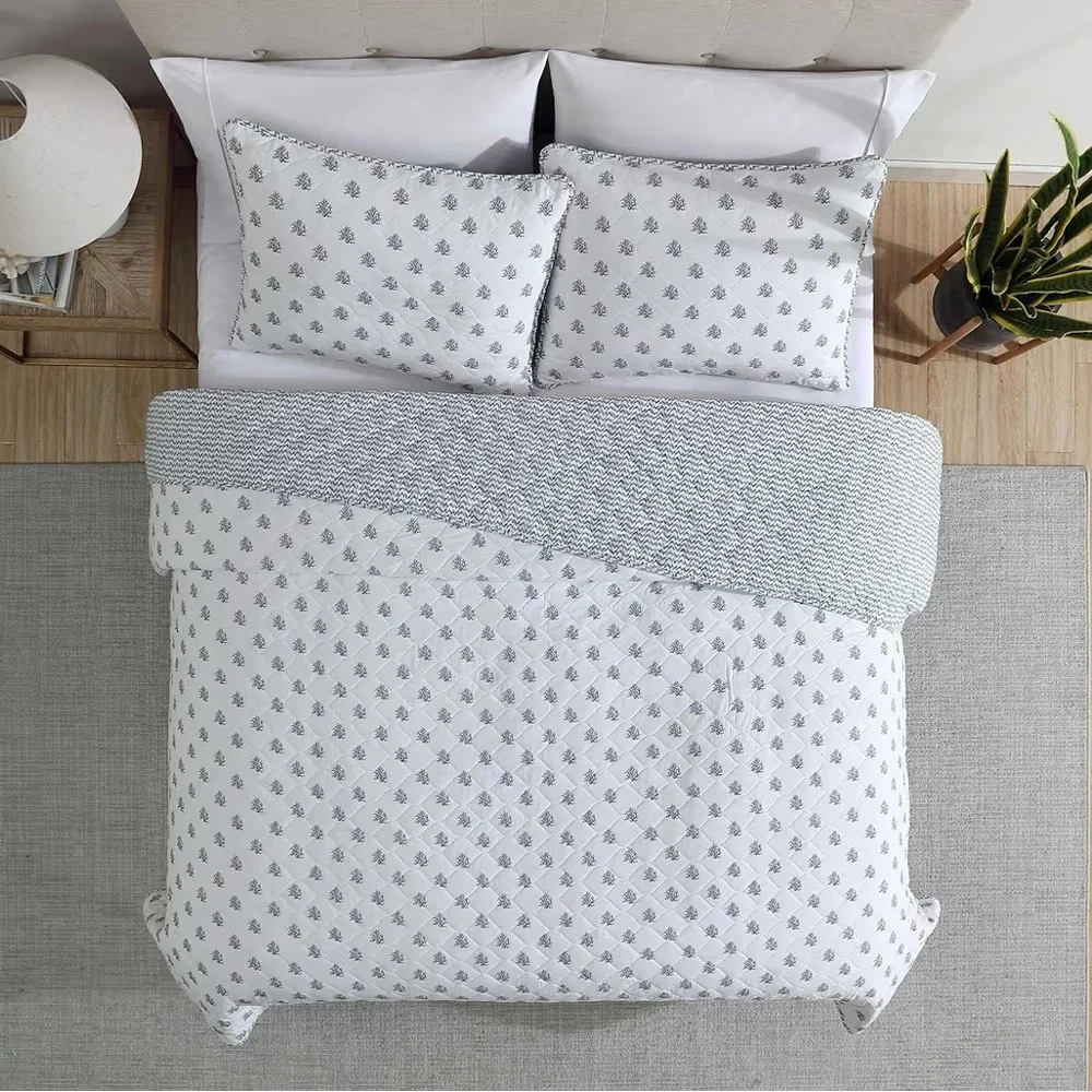 Nautica Coral Beach Blue Twin Quilt Set – 100% Cotton Coastal Bedding w/ Sham